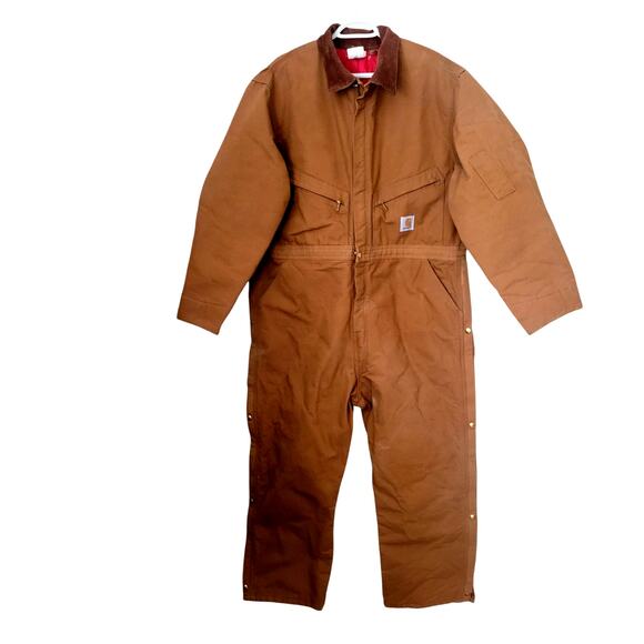 Carhartt Insulated Quilted Men Coverall Duck Brown Made in USA - Size 48 Short - Picture 1 of 12